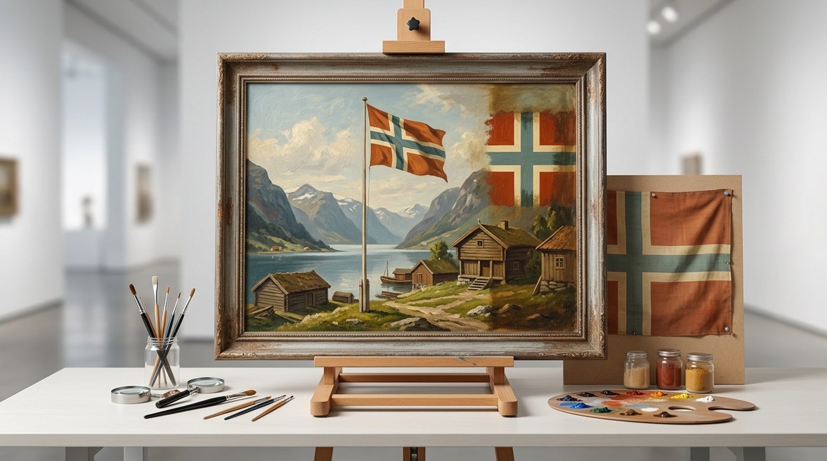 Hvorfor har norske flagg en uvanlig farge i gamle malerier?
